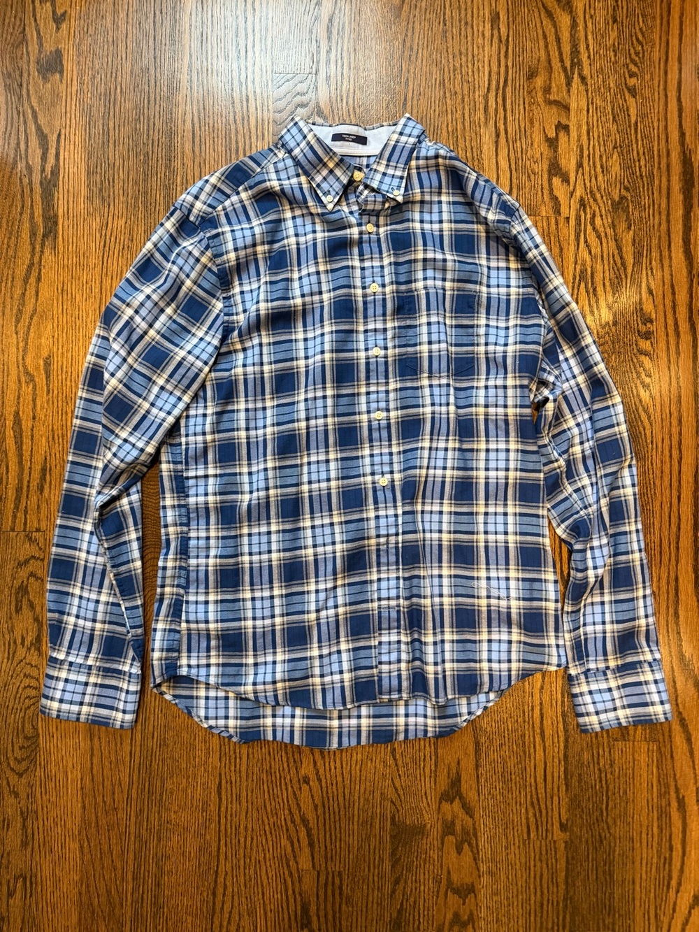 GANT Tech Prep fitted plaid shirt — men’s XL, 43/44, 17½.